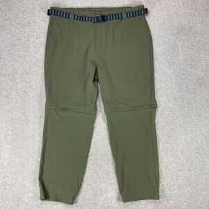 Gerry Convertible Hiking Pants Mens 40x30 Green Zip Off Belted Gorpcore Outdoor